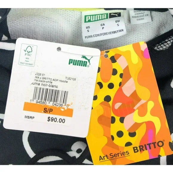 Puma x Romero Britto Art Series AOP Mens Small Black Pullover Hoodie Sweatshirt - Picture 3 of 12